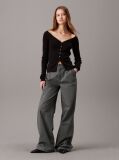 Black Slim Ribbed Cotton Cardigan  Women