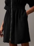 Black Soft Twill Zip-Through Dress  Women