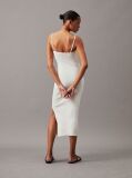 White Sculpted Knit Midi Dress  Women
