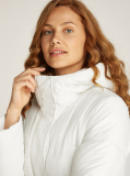 White Logo Belt Short Puffer  Women