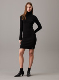 Black Slim Ribbed Cotton Jumper Dress  Women