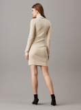 Beige Slim Ribbed Cotton Jumper Dress  Women