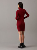 Red Slim Ribbed Cotton Jumper Dress  Women