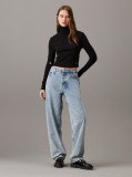 Black Slim Ribbed Cotton Roll Neck Top  Women