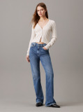 White Slim Plated Cotton Cardigan  Women