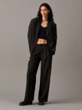 Black Soft Crepe Pinstripe Trousers  Women
