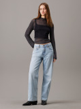 Grey Sheer Knit Long Sleeve Top  Women