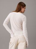 Beige Sheer Knit Long Sleeve Top  Women