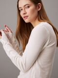 Beige Sheer Knit Long Sleeve Top  Women