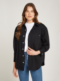Μαύρο Denim Overshirt Σε Άνετη Dad Γραμμή  Γυναίκα
