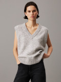 Grey Relaxed Wool Blend Vest  Women