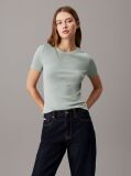 Grey Washed Ribbed Cotton T-shirt  Women