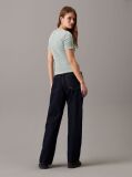 Grey Washed Ribbed Cotton T-shirt  Women
