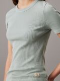 Grey Washed Ribbed Cotton T-shirt  Women