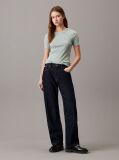 Grey Washed Ribbed Cotton T-shirt  Women