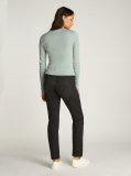 Green Washed Label Rib Long-Sleeved Top  Women