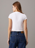 Λευκό Cropped T-shirt Σε Στενή Γραμμή  Γυναίκα
