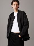 Black Long Padded Bomber Jacket  Women