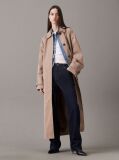 Grey Cotton Nylon Long Trench Coat  Women