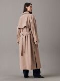 Grey Cotton Nylon Long Trench Coat  Women