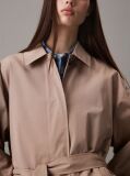 Grey Cotton Nylon Long Trench Coat  Women