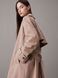 Grey Cotton Nylon Long Trench Coat  Women