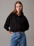 Black Boxy Cotton Terry Hoodie  Women
