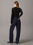 Black Semi Sheer Rib Long Sleeve Top  Women