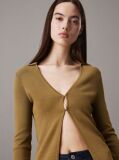 Green Slim Stretch Knit Cardigan  Women