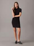 Black Slim Textured Rib Mini Dress  Women