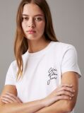Λευκό T-shirt Με Λογότυπο Σε Στενή Γραμμή  Γυναίκα