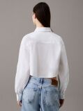 White Cropped Cotton Poplin Shirt  Women