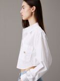 White Cropped Cotton Poplin Shirt  Women