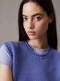 Blue Relaxed Cotton Linen Knit Top  Women
