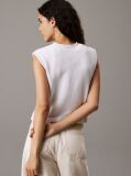 White Relaxed Cotton Linen Knit Top  Women