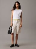 White Relaxed Cotton Linen Knit Top  Women