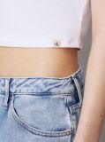 Λευκό Cropped Βαμβακερό T-shirt  Γυναίκα
