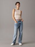Beige Slim Ribbed Monogram Tank Top  Women