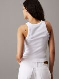 White Slim Ribbed Monogram Tank Top  Women