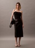 Black Ribbed Cotton Strapless Top  Women