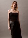 Black Ribbed Cotton Strapless Top  Women