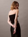 Black Ribbed Cotton Strapless Top  Women