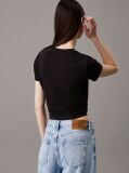 Black Slim Cropped Badge T-shirt  Women