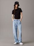 Black Slim Cropped Badge T-shirt  Women