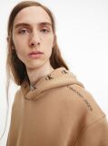 Brown Relaxed Logo Tape Hoodie  Men