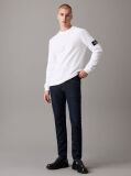 White Slim Long Sleeve Waffle T-shirt  Men
