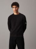 Black Waffle Cotton Badge Jumper  Men