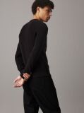 Black Waffle Cotton Badge Jumper  Men