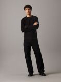 Black Waffle Cotton Badge Jumper  Men