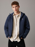 Blue Nylon Hooded Zip Up Jacket  Men